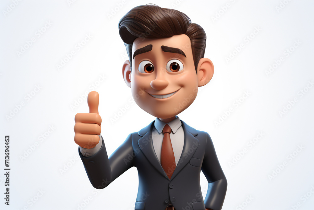 3D Illustration of a handsome young businessman showing thumbs up gesture 3D Illustration of a handsome young businessman showing thumbs up gesture