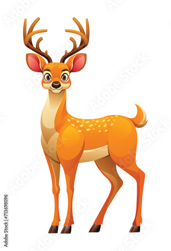 Cartoon deer vector illustration isolated on white background