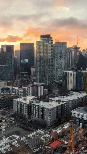 City Construction Aerial Hyperlapse in Seattle Washington
