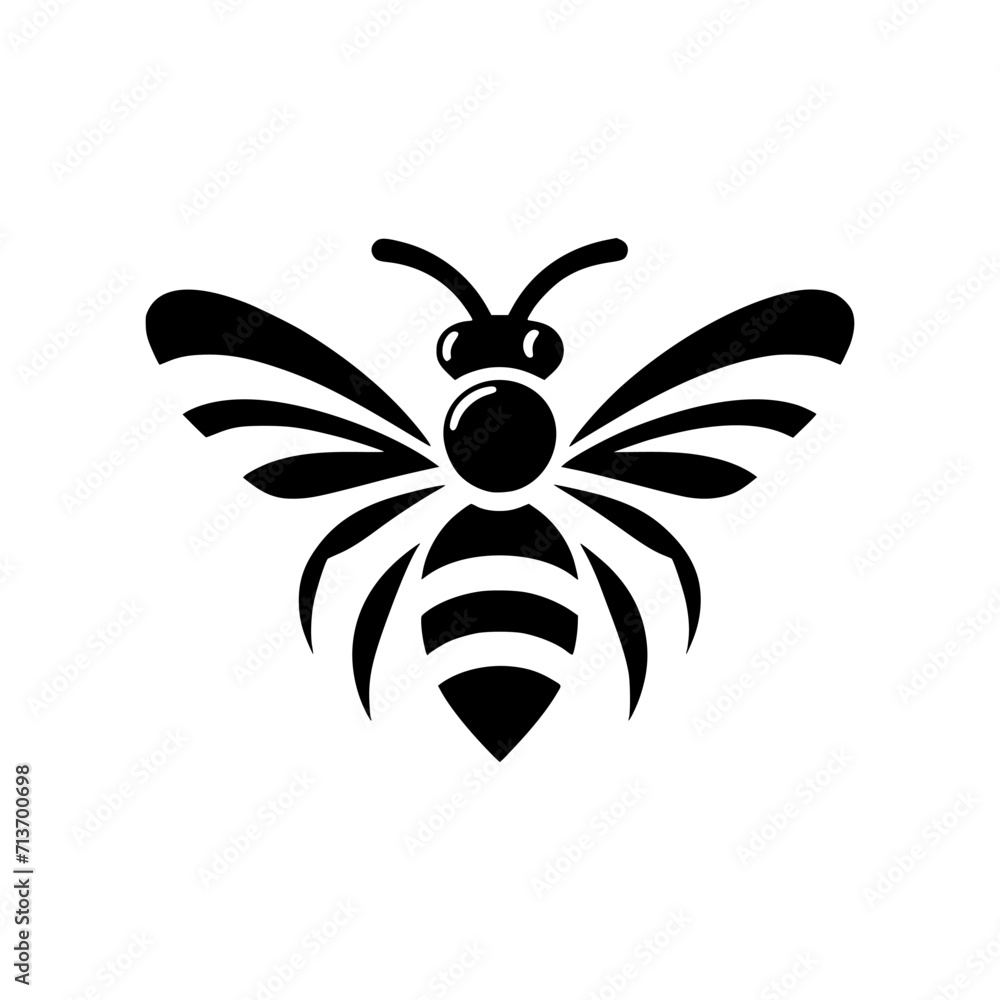 Professional black and white bee logo, suitable for a variety of industries. Minimalistic aesthetic, isolated on a white background. Silhouette icon of a wasp. simple logo of a honeybee. Professional black and white bee logo, suitable for a variety of industries. Minimalistic aesthetic, isolated on a white background. Silhouette icon of a wasp. simple logo of a honeybee.