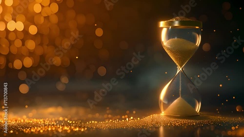 Hourglass with Beautiful Dark Bokeh Background	 photo