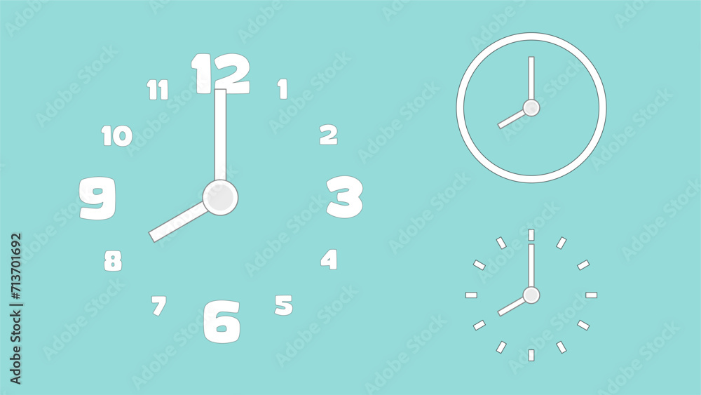 Clock icon, minimal style. arrow show number. on the blue sky background Clock icon, minimal style. arrow show number. on the blue sky background