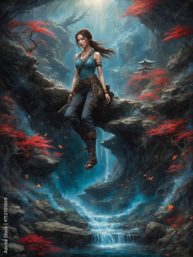 The Tomb Raider Canvas Watercolor Painting by AI
