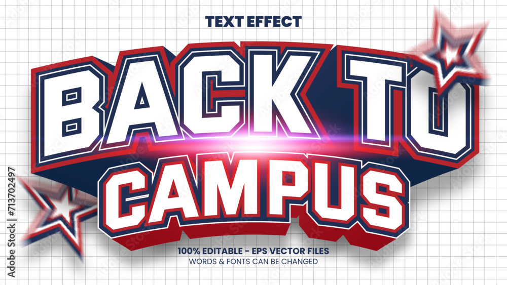 Editable Back to Campus Text Effect Template - obrazy, fototapety, plakaty 