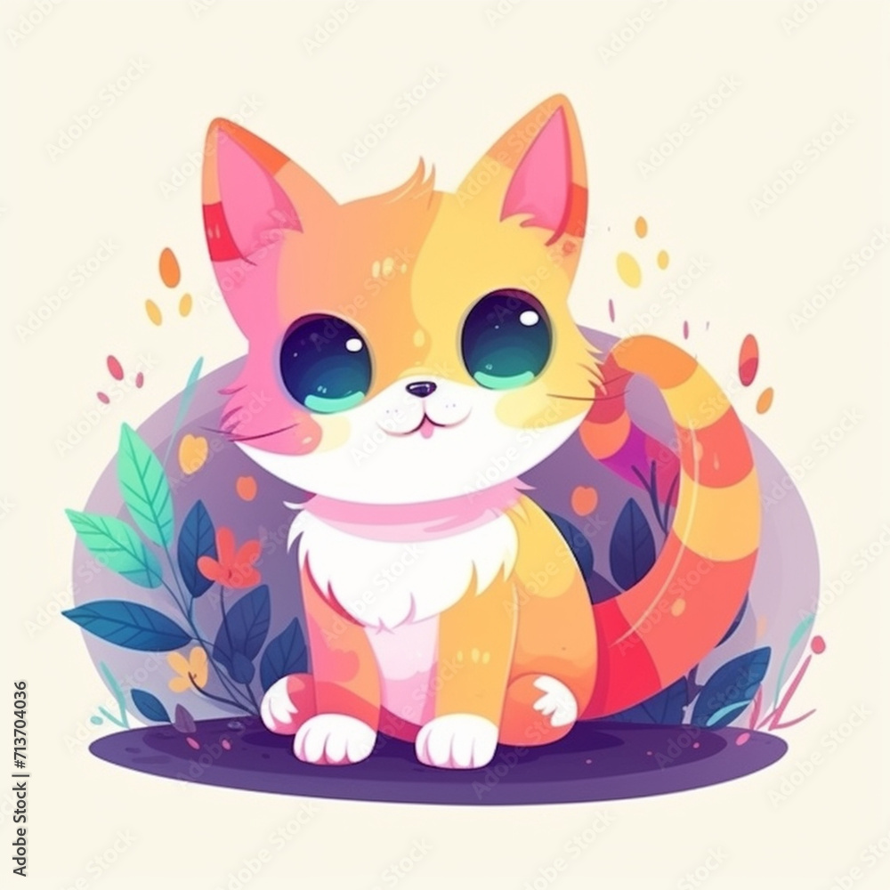 colorful cute cat illustration30