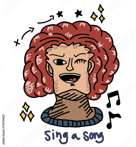 red hair singer ilustration