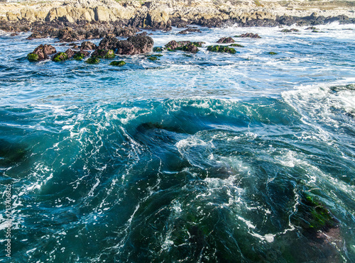 California Coastline Waves Crashing on Rocks 