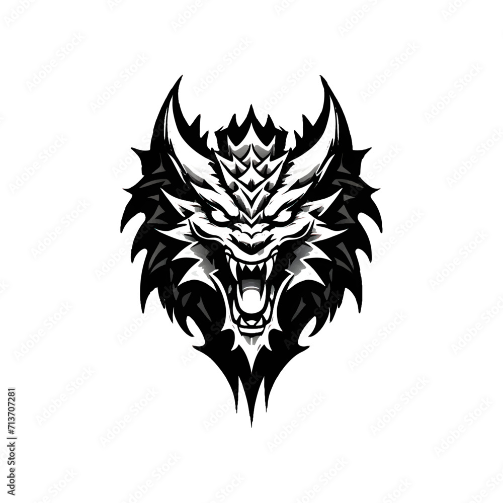 Side profile logo design of dragon in black color. Generative AI.