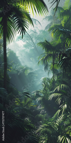 the jungle with mist and fog  generative AI