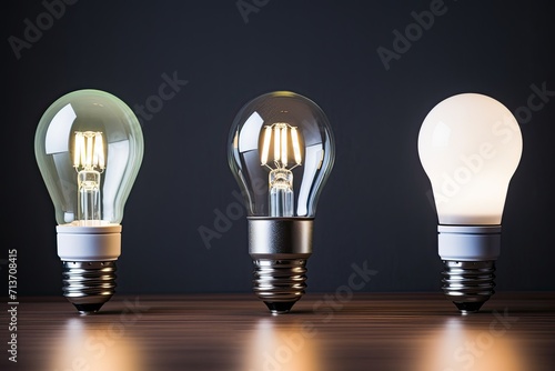 Set of different light bulbs, commonly used different types light bulb realistic pictograms set collection, Generative AI