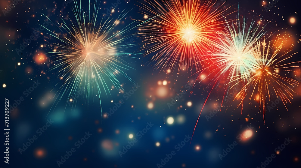 Beautiful fireworks background at night for holiday decoration