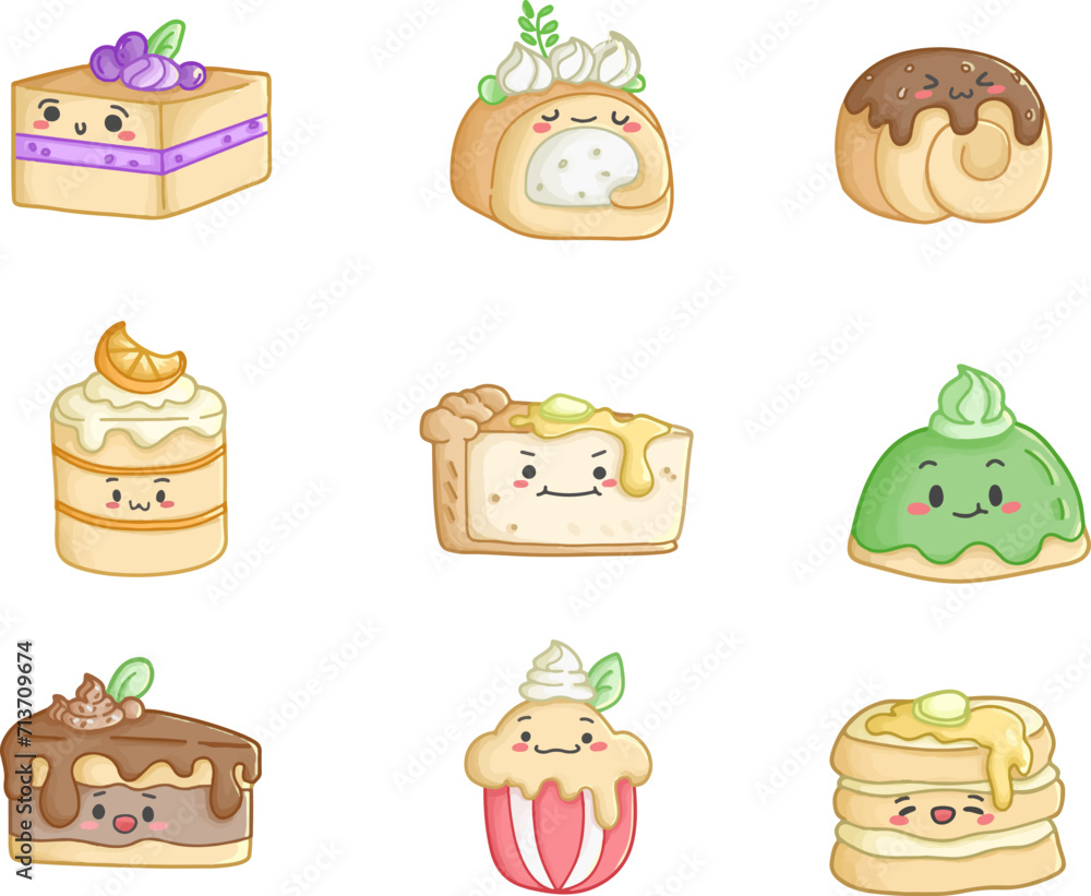 set vector of cakes and sweets set vector of cakes and sweets