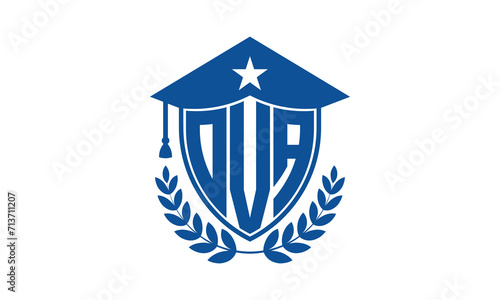 OVA three letter iconic academic logo design vector template. monogram, abstract, school, college, university, graduation cap symbol logo, shield, model, institute, educational, coaching canter, tech