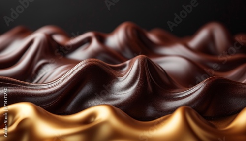Brown chocolate flowing Abstract background, generative ai.