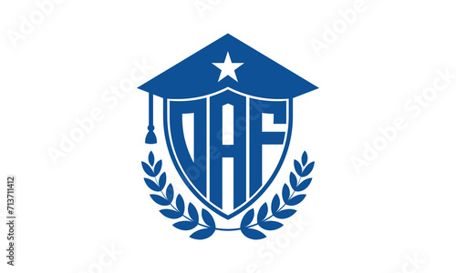 OAF three letter iconic academic logo design vector template. monogram, abstract, school, college, university, graduation cap symbol logo, shield, model, institute, educational, coaching canter, tech photo