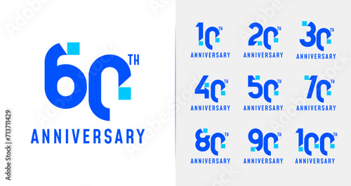 Digital anniversary logo collections. Birthday number with modern concept for celebration event