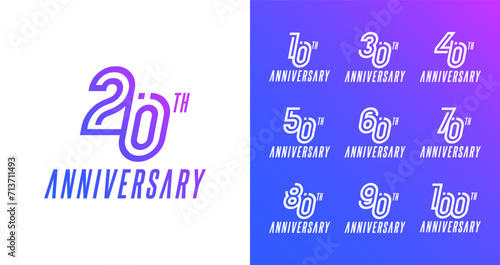 Set of anniversary logo. Number symbol with technology and futuristic concept for birthday or ceremony event