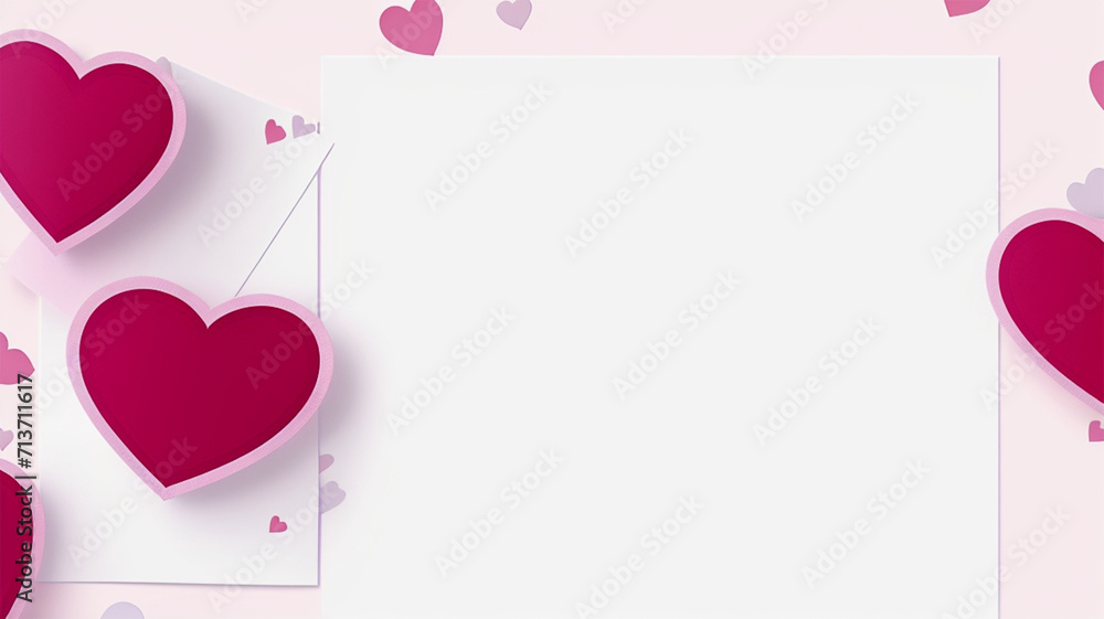 Valentine or mother day festive composition with gift  hearts  lay greeting card.
