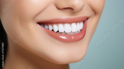Close up shoot of smiling woman white teeth 