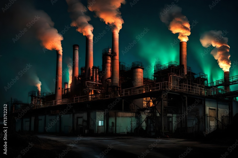 nuclear power station with air pollution generated by AI technology nuclear power station with air pollution generated by AI technology