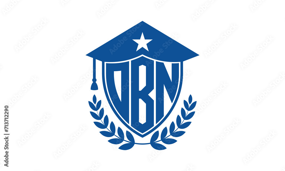 OBN three letter iconic academic logo design vector template. monogram, abstract, school, college, university, graduation cap symbol logo, shield, model, institute, educational, coaching canter, tech