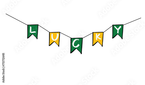 LUCKY flag yellow orange green colour object icon street symbol decoration ornament saint patrick day st. patrick day 17 seventeen day date march month culture religion lucky leprechaun golden custume photo