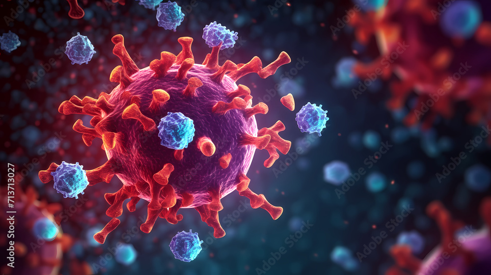 Virus cells abstract science concept, medical research background Virus cells abstract science concept, medical research background