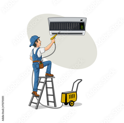 HVAC Service Cartoon Character Design Illustration vector eps format , suitable for your design needs, logo, illustration, animation, etc.