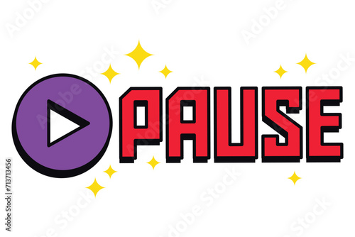 Pause Button Functional Music Related Sticker Design