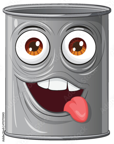 Vector illustration of a cheerful trash bin