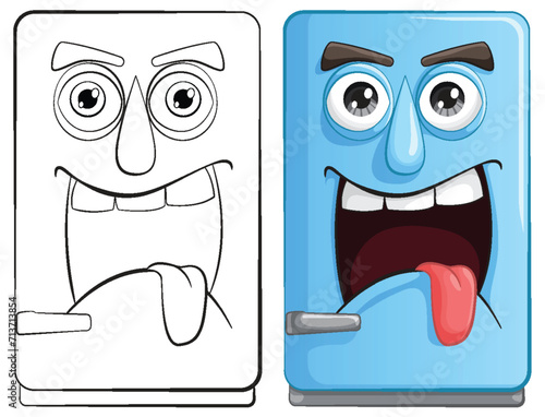 Two animated appliances with expressive faces