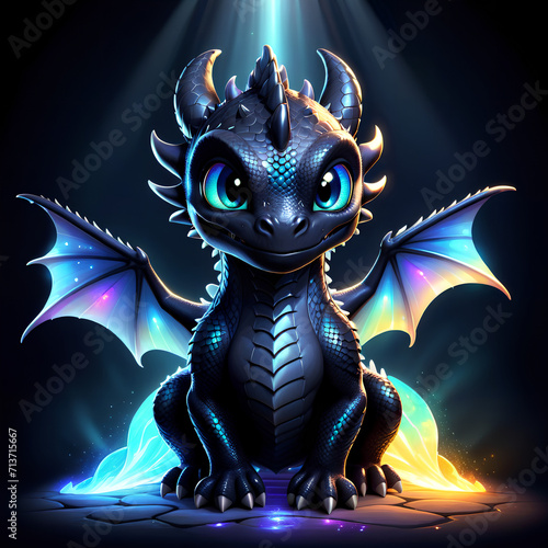cute cartoon black dragon
