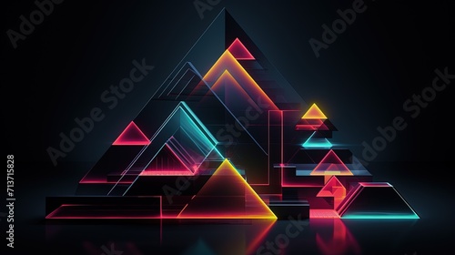 Geometric elements with a neon color scheme