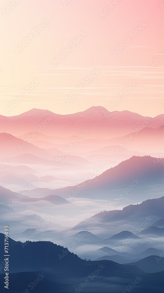 Serene mountain range bathed in soft light wallpaper for the phone
