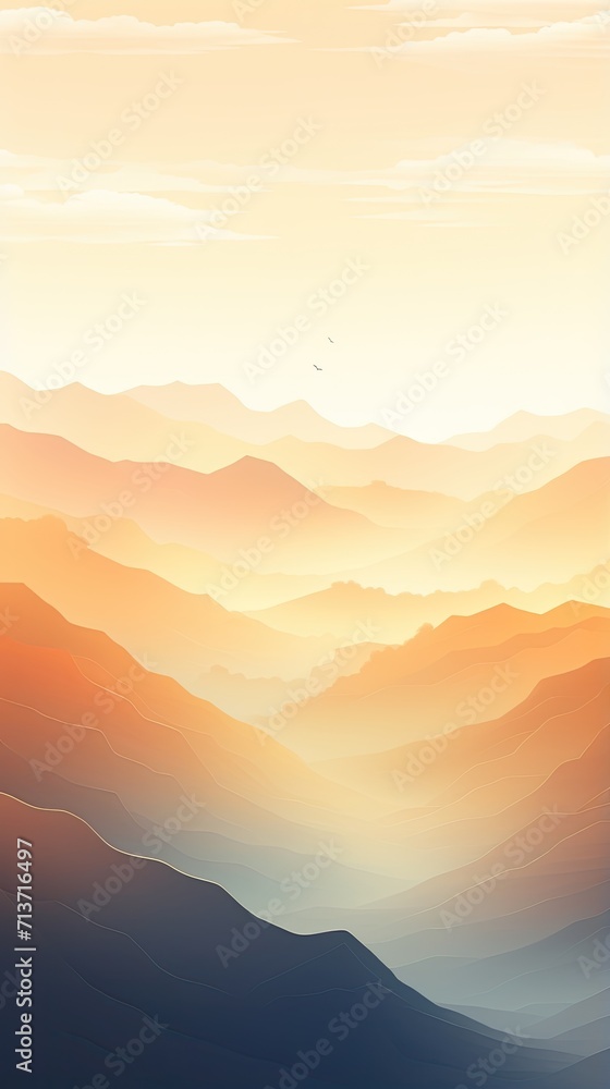 Serene mountain range bathed in soft morning light wallpaper for the phone