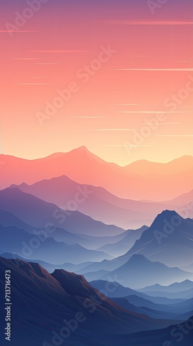 Serene mountain range at sunrise wallpaper for the phone © Gefo