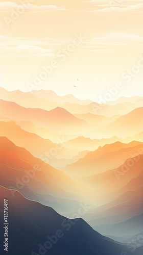 Serene mountain range bathed in soft morning light wallpaper for the phone