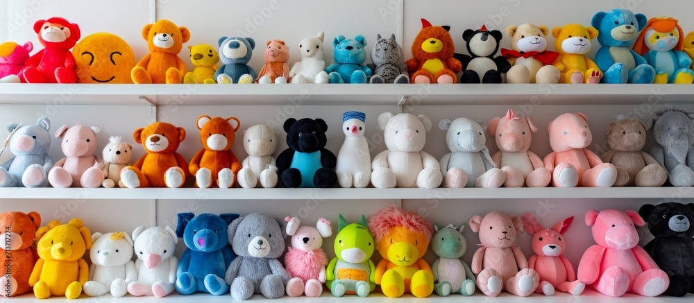 Assorted Plush Toys on Store Display Shelves