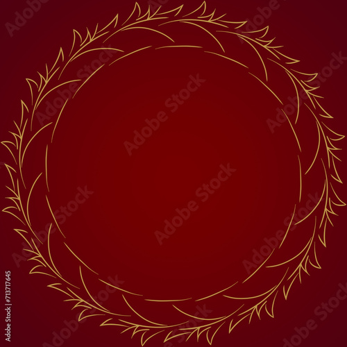 Dragon illustration Red gold luxury Round frame element Chinese new year 2024 square, bordir copy space Chinese template, Chinese background blank red gold
