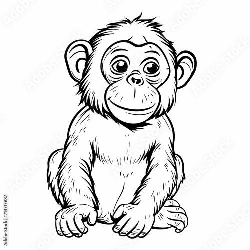 Monkey Line Art Illustration