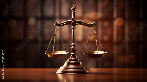 law and justice concept brown wooden background
