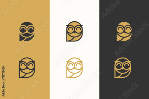 owl line simple geometric logo design