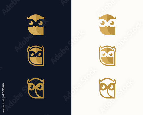 simple owl geometric line logo design