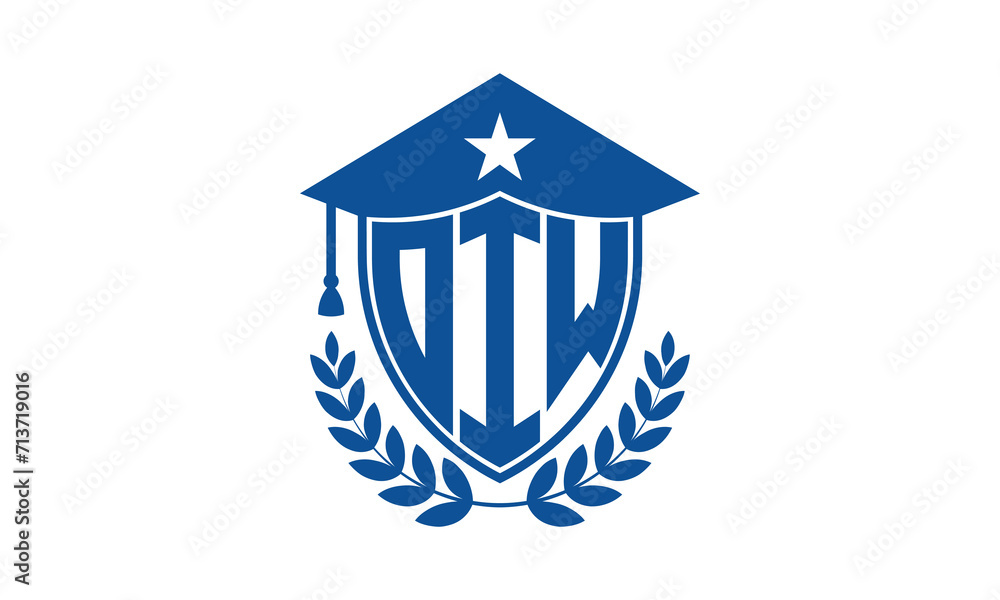 OIW three letter iconic academic logo design vector template. monogram, abstract, school, college, university, graduation cap symbol logo, shield, model, institute, educational, coaching canter, tech OIW three letter iconic academic logo design vector template. monogram, abstract, school, college, university, graduation cap symbol logo, shield, model, institute, educational, coaching canter, tech