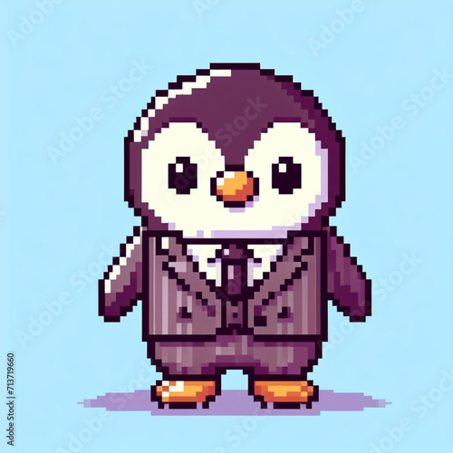 Pixel art of gentleman penguin © Helcroix