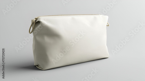 Blank canvas cosmetic bag mock up half-turned view, generative ai