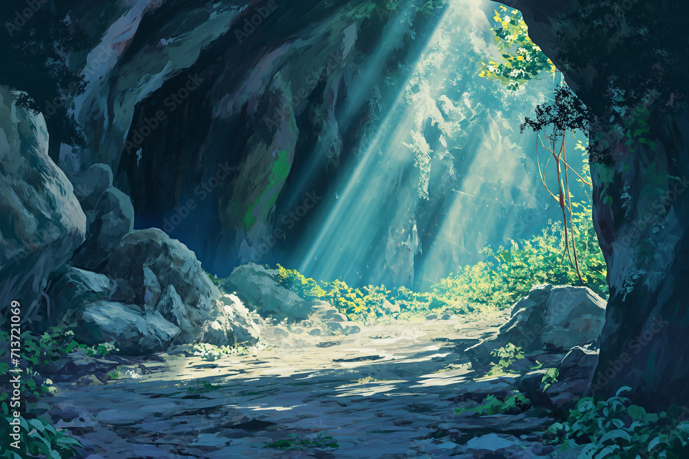 Obraz premium 絵画的な自然系の背景背景のイラスト(AI generated image)