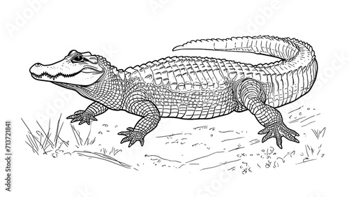 Crocodile LIne Art Illustration