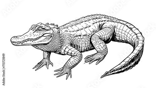 Crocodile LIne Art Illustration