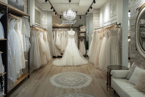Elegant bridal boutique with designer gowns and luxurious fittings © Bijac